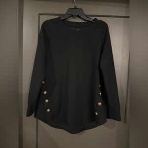 NWOT New York Laundry Black Long Sleeve Top with Button Accents size Medium